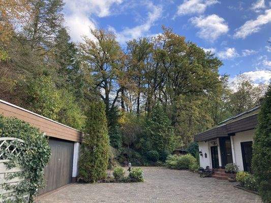 Hauseingang und Doppel-Garage