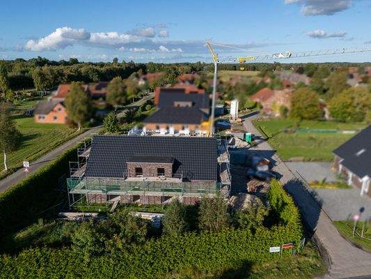 Blick auf die Doppelhaushälfte