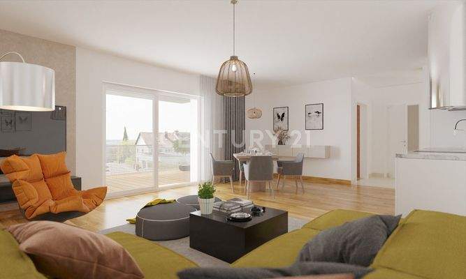 Wohnzimmer mit Küche