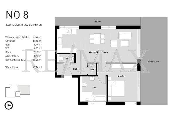 Grundriss BA 2 Whg 08, 86,84 m²