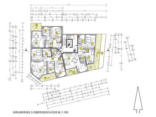 3. Obergeschoss mit Maßen