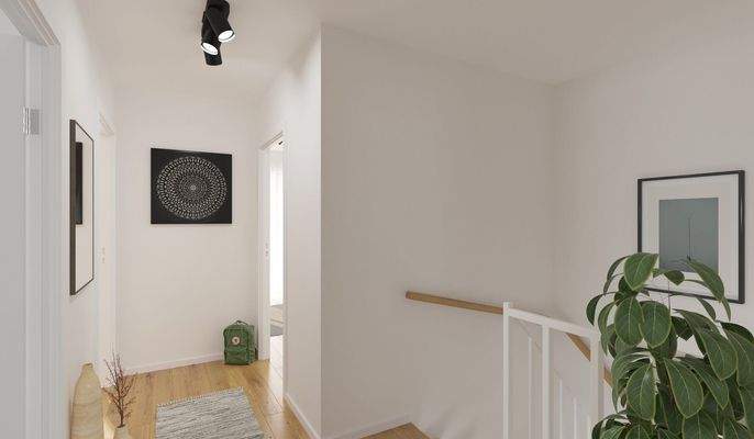 Visualisierung des Flurs im Obergeschoss des Einfa