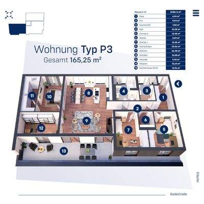 Penthouse Typ P3, 4.OG, WE 21