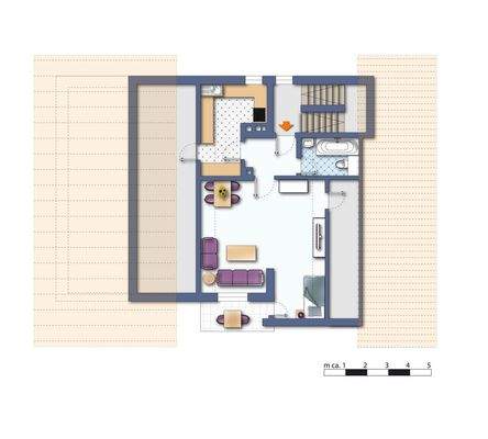 Dachgeschoss mit Möblierung