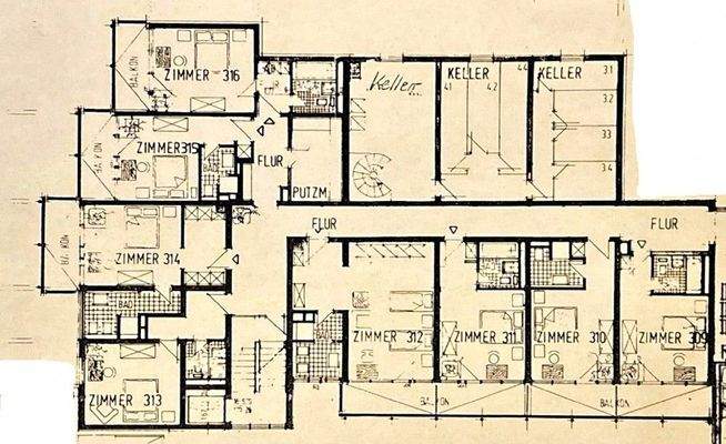 Grundriss der Etagen