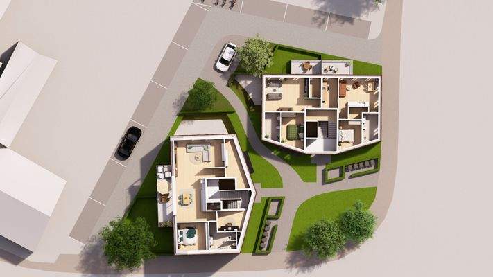 Draufsicht Haus 1 und 2