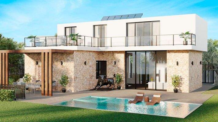 Neugebaute Designervilla mit Pool zum Verkauf in Sa Rapita, Mallorca