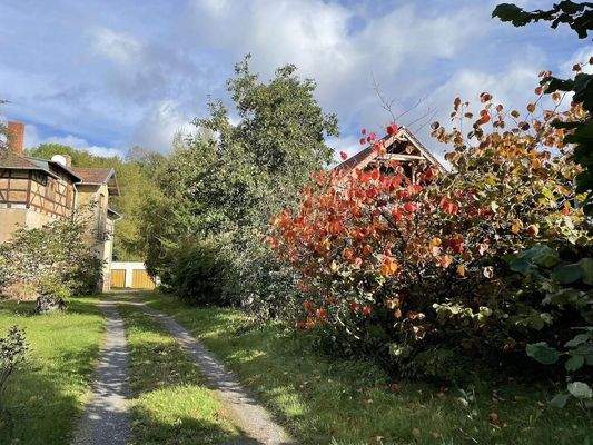 Weg zur Villa mit Garagen