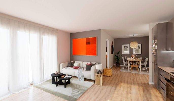 Offener und großzügiger Wohnbereich mit separatem Essbereich