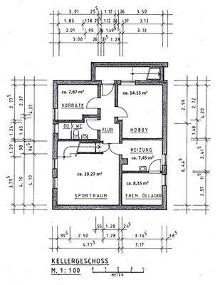 Grundriss Kellergeschoss Architekt mit Zimmergrößen