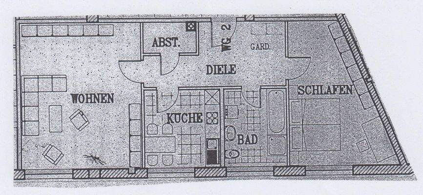 Grundriss 2-Zimmer-Wohnung im 1. Obergeschoss