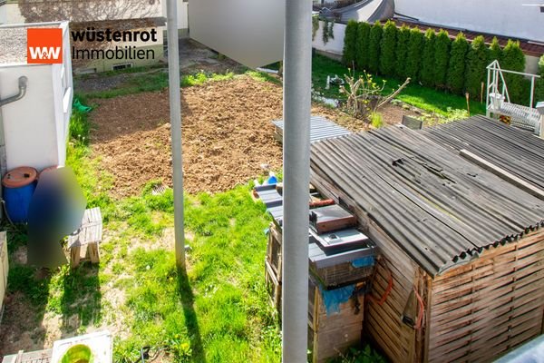 Bilck auf Garten vom Balkon