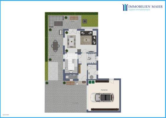 Grundriss EG mit Garage (nicht Maßstabsgetreu)