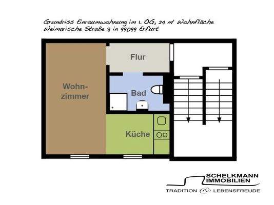 Grundriss Einraumwohnung 1.OG