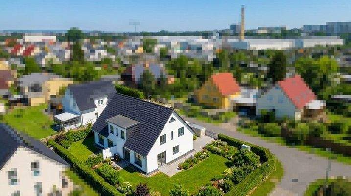 Luftbild mit Visualisierung zur Gartengestaltung