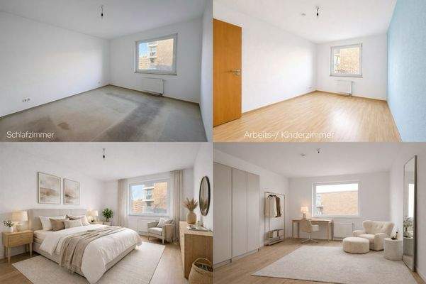 Schlafzimmer und Arbeits-/ Kinderzimmer