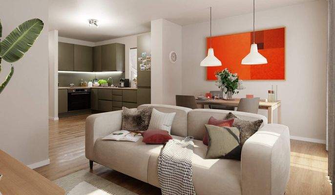 Lichtdurchfluteter Wohnbereich dank bodentiefer Fe