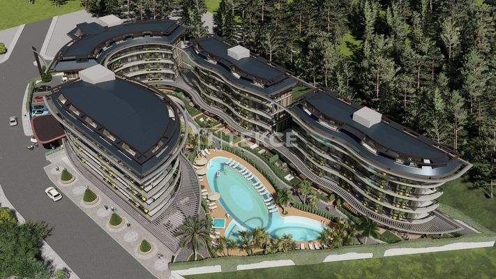 City View Apartments in a Complex with a Pool in Alanya
