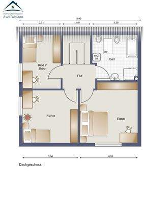 Grundriss Obergeschoss WHG 1