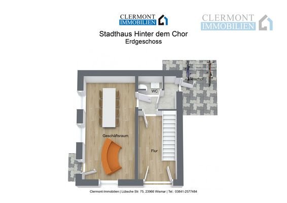 Stadthaus Hinter dem Chor - Erdgeschoss - 3D Floor Plan
