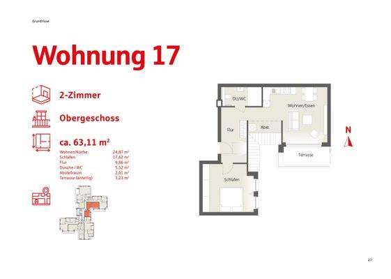 Grundriss Wohnung 17 Obergeschoss