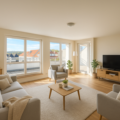 Einrichtungsbeispiel Wohnzimmer KI generiert 