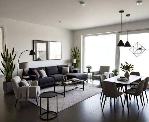 Wohn-/Esszimmer (KI-Interio)