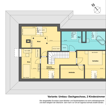 DG alternativ: 2 Kinderzimmer + Schlafzimmer