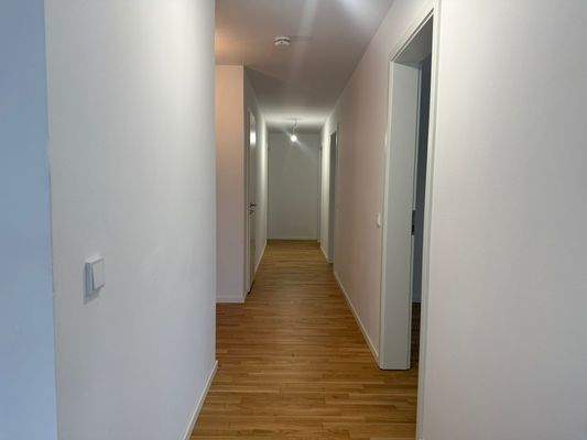 Heller Flur mit Holzboden