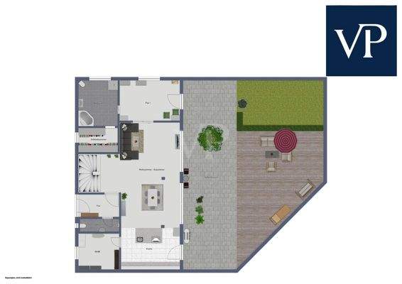 Grundriss EG mit Außenanlagen Terrasse