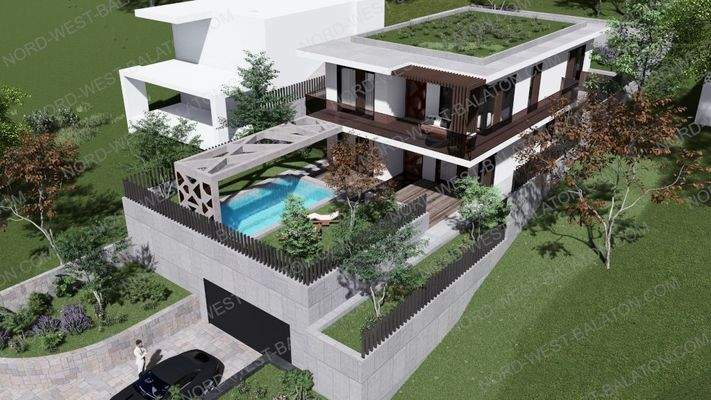 Außenansicht Haus, Pool und Garten