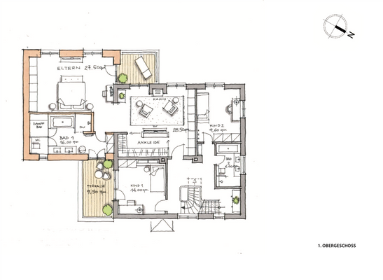 Plan zur Erweiterung Obergeschoss