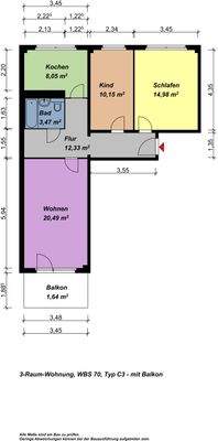 Grundriss mit Balkon