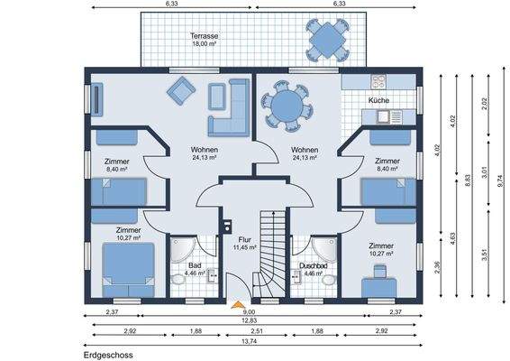 Erdgeschoss mit Möbliervorschlag