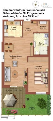 2-Zimmer Erdgeschoss Neubauwohnung mit Gartenanteil im Seniorenzentrum Frontenhausen WE 06