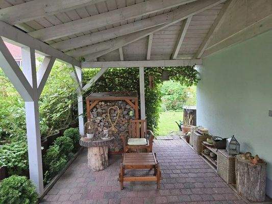 Carport Blick zum Garten