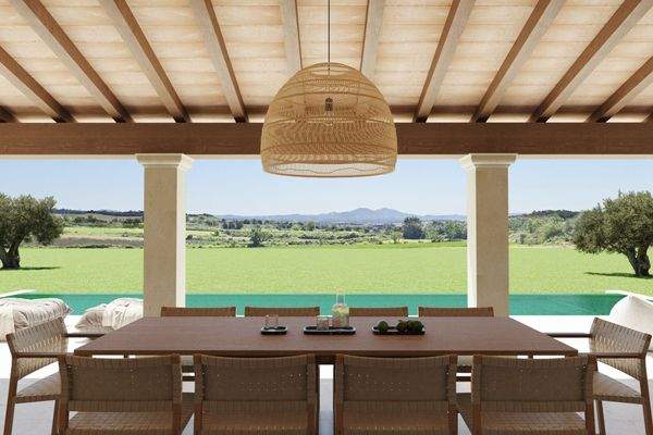 Überdachter Terrasse mit Ausblick