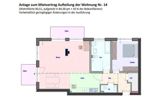 Grundriss WE14 - 3. Etage