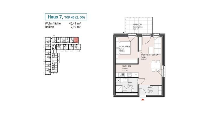 Haus 7, Top 46 (2. OG)