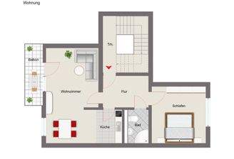schematische Grundrissdarstellung mit Einrichtungsbeispiel