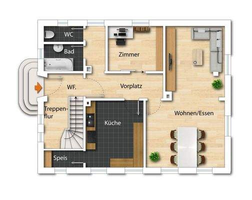 Grundriss EG (nicht maßstabsgetreu - kann vom Original abweichen)