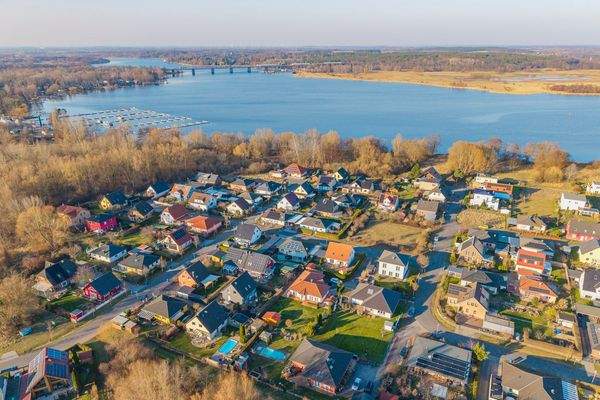 Aerial view of residential area