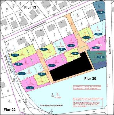 Aufteilungsplan Grundstücke Sommerbachs-Äcker