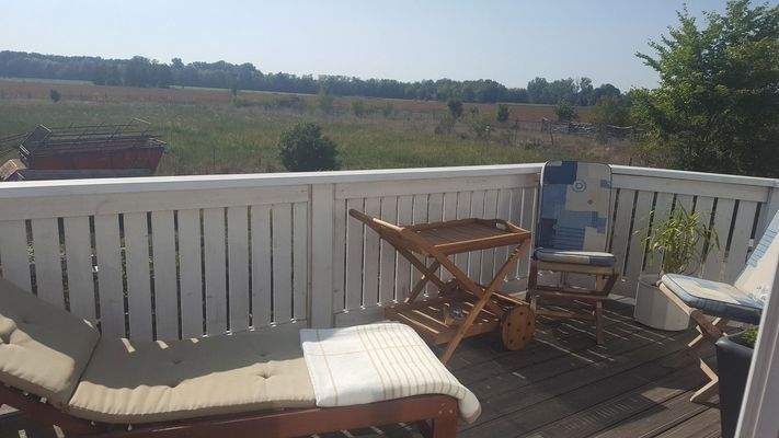 Dachterrasse, Blick Mohnwiesen