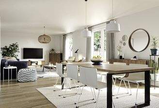 großzügiges Wohnzimmer im Mitwachshaus 148