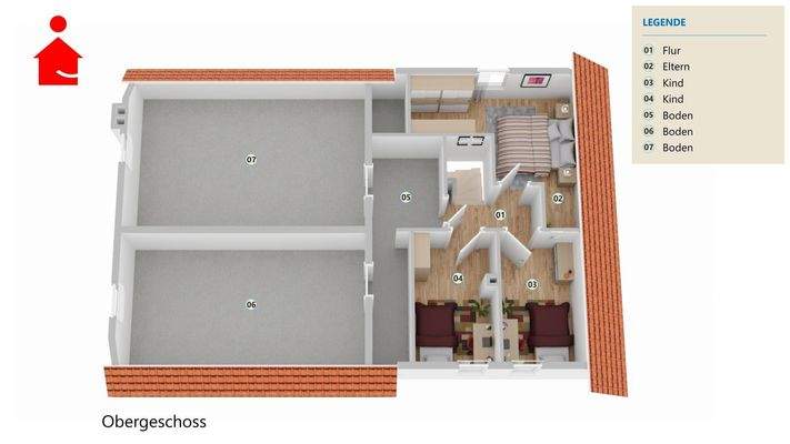 Grundrissvisualisierung Dachgeschoss