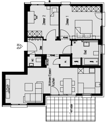 Gartenwohnung Grundriss