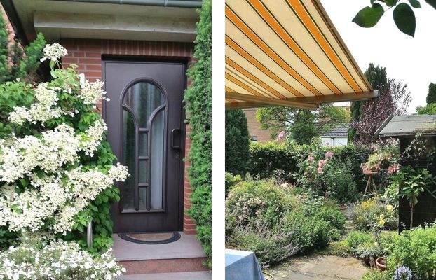 Eingang / Ausblick von der Küche in den Garten