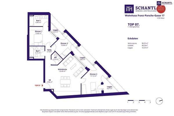 Grundriss Top 7, 1.Obergeschoss, schematische Darstellung