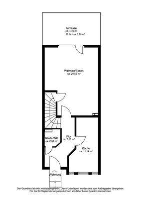 Grundriss EG Terrasse ist zu 25% eingerechnet